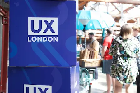Stacked boxes that read: UX London.