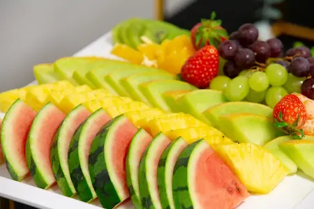 Rows and rows of fresh fruit.
