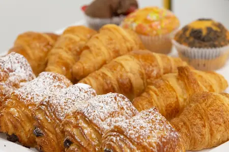 Rows and rows of freshly-baked pastries.