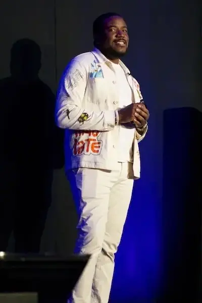 Kevin Hawkins on stage at UX London.